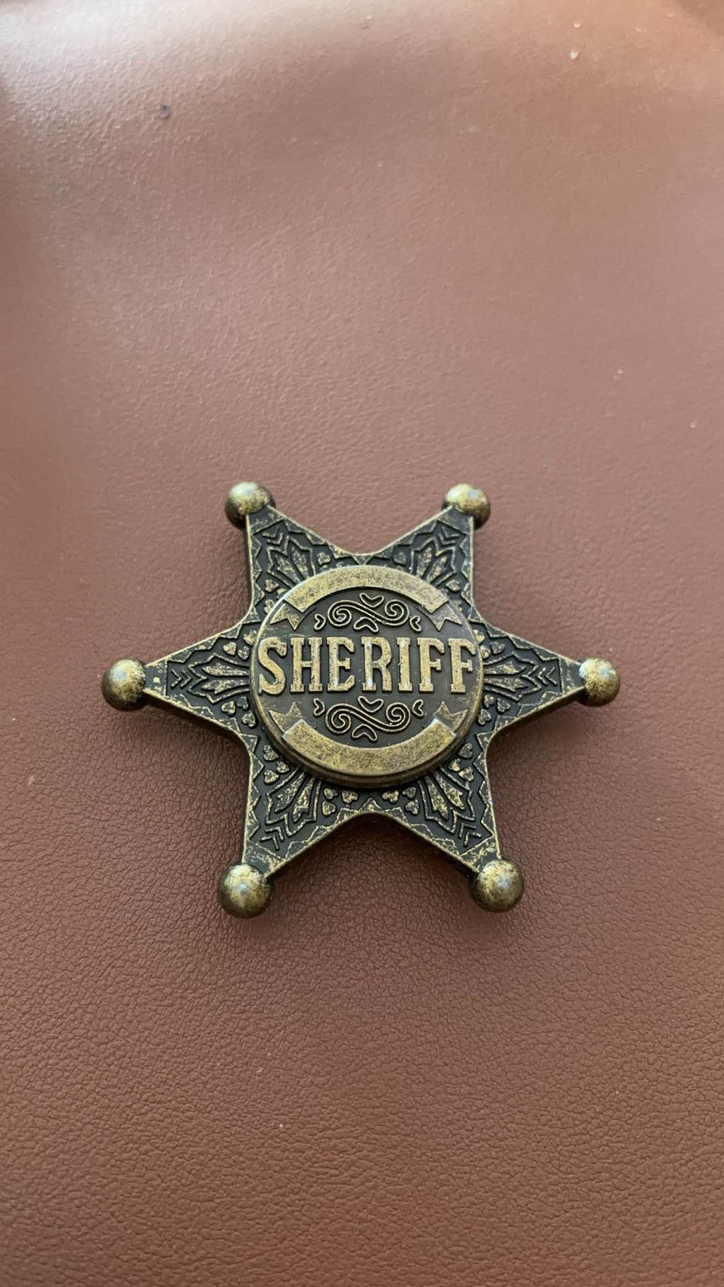 Elite Heritage Solid Brass Sheriff Badge Fidget Spinner - Antique Edition