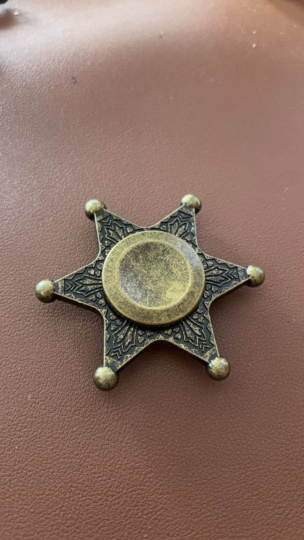 Elite Heritage Solid Brass Sheriff Badge Fidget Spinner - Antique Edition