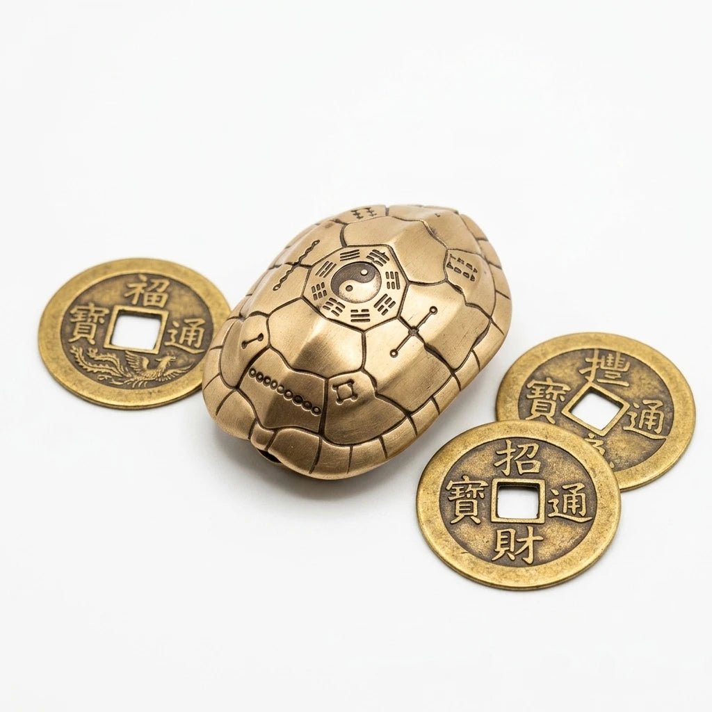 Mystical Brass Turtle Shell Divination Fidget - Hetu & Luoshu Edition