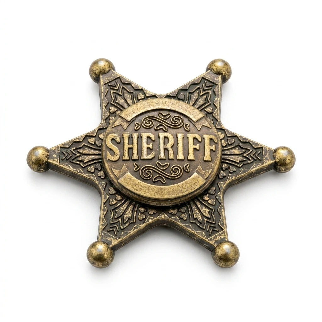 Elite Heritage Solid Brass Sheriff Badge Fidget Spinner - Antique Edition